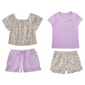 NWT Member's Mark 4 Piece Girls Playwear Set Purple Floral 18M